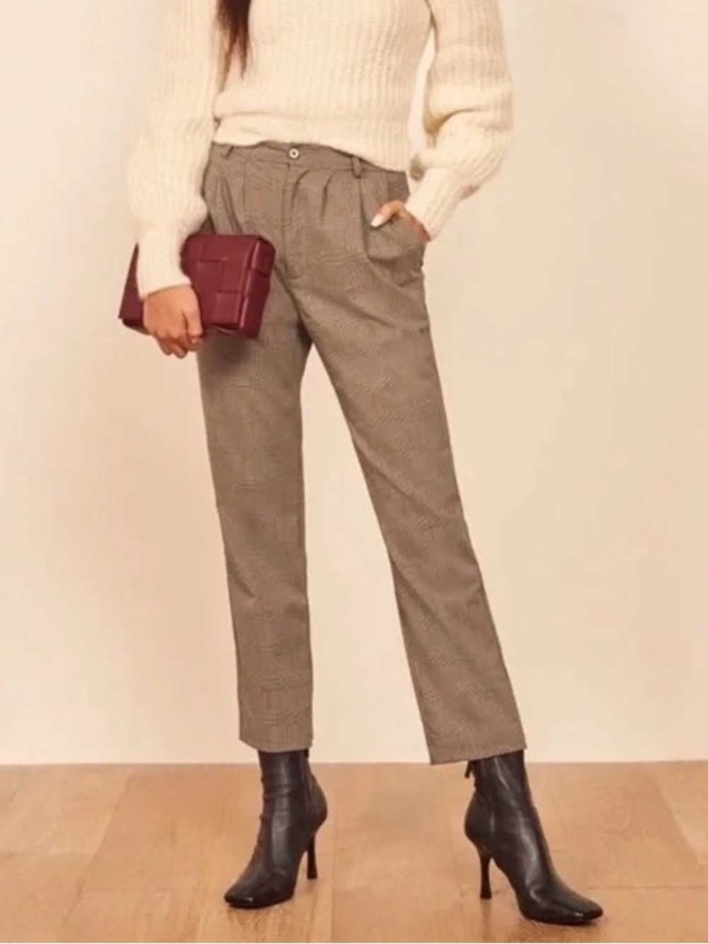 Reformation Everett Checkered Trousers Dress Pants Plaid Preppy Minimalist 8